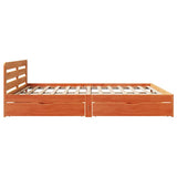 Bed Frame without Mattress Wax Brown 200x200 cm Solid Wood Pine 3309859
