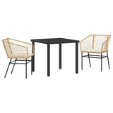Garden Dining Set 3 pcs Brown Poly Rattan 3380911
