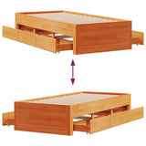Bed Frame without Mattress with Drawers Wax Brown 90x200 cm Solid Wood Pine 3308815