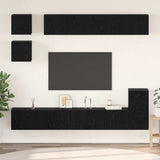 TV Cabinet Set Wall-mounted 8 pcs Black Oak Engineered Wood 3393166
