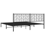 Metal Bed Frame without Mattress with Headboard Black 200x200cm 374444