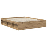 Bed Frame Artisian Oak 160 x 200 cm Solid Pine Wood 3412059