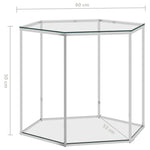 ZNTS Coffee Table Silver 60x53x50 cm Stainless Steel and Glass 289039