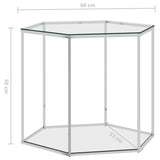 ZNTS Coffee Table Silver 60x53x50 cm Stainless Steel and Glass 289039