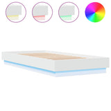 ZNTS Bed Frame without Mattress with LED Lights White 100x200 cm 839504