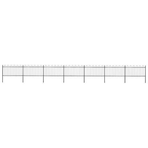 Garden Fence with Hoop Top Steel 1248x100 cm Black 277662