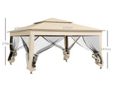 3 x 3 Pop Up Gazebo, Double-roof Garden Tent with Netting and Carry Bag, Party Event Shelter for T3398P325122