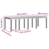 Garden Table White 250 x 100 x 73 cm Poly Rattan 871694