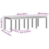 Garden Dining Table White 250 x 100 x 73 cm Poly Rattan 871694