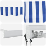 Retractable Awning Blue and white 450 x 300 cm Fabric, Metal 3330848