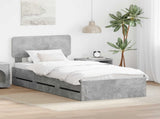 Bed Frame with Drawer Concrete Grey 90 x 200 cm Engineered Wood 3412223