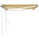 Manual Retractable Awning with LED 4x3 m Yellow and White 3069943