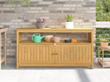 Garden Console Table with Storage Light Acacia 110 x 35 x 75 cm 42026801