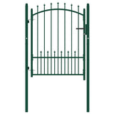 Fence Gate EMMEN with Spikes Steel 104x109.5 cm Green 146394
