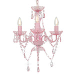 Chandelier with Beads Pink Round 3 x E14 281598