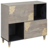 Sideboard Grey and Gold 80 x 33 x 75 cm Solid Mango Wood 4018799