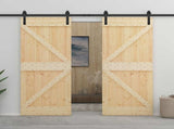 Sliding Door 2 pcs 100 x 210 cm Solid Pine Wood 3444888