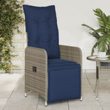 Reclining Garden Chairs 2 pcs with Cushions Grey Poly Rattan 365704