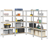 5-Layer Heavy-duty Shelves 4 pcs Silver Steel&Engineered Wood 3307598