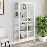 Display Cabinet White 90x40x180 cm Steel and Tempered Glass 336080