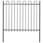 Garden Fence with Hoop Top Steel 181x150 cm Black 144932