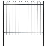 Garden Fence with Hoop Top Steel 181x150 cm Black 144932