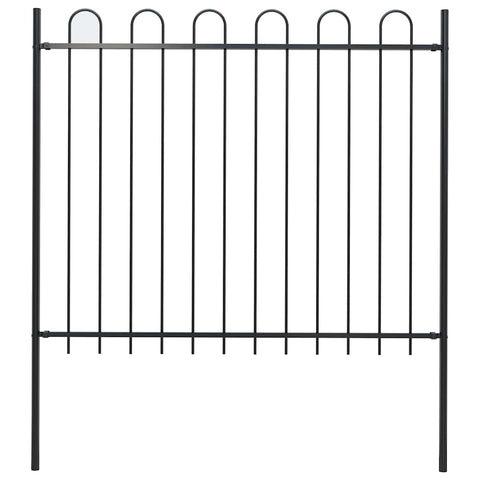 Garden Fence with Hoop Top Steel 181x150 cm Black 144932