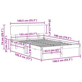 Bed Frame with Headboard Natural 135 x 190 cm Solid Pine Wood 872113