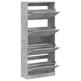 Shoe Cabinet with 4 Flip-Drawers Concrete Grey 80x34x187.5 cm 3214381