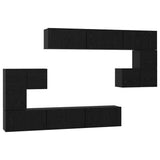 TV Cabinet Set Wall-mounted 10 pcs Black Oak Engineered Wood 3393319