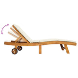 Sun Lounger Brown and Cream Polyester 42032684