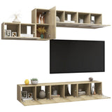 7 Piece TV Cabinet Set Sonoma Oak Engineered Wood 3079044