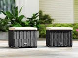 Set of 2 Rattan Storage Ottoman, Outdoor Footstool with Removable Cushions, Garden Storage Seat for T3398P323784