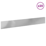 Lawn Edging 20 pcs 100 x 15 cm Steel Silver 8008828