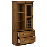 ZNTS Wine Cabinet HALDEN with Wine Racks and Sliding Door Pine 4018433