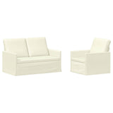 Sofa Set 2 pcs Cream Corduroy Fabric 3433244