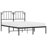Metal Bed Frame without Mattress with Headboard Black 140x190cm 373887