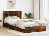 Bed Frame with Storage and Headboard Smoked Oak 100 x 200 cm 3414411