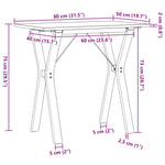 ZNTS Dining Table Y-Frame 80x50x75 cm Solid Wood Pine and Steel 3282716