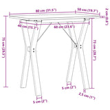 ZNTS Dining Table Y-Frame 80x50x75 cm Solid Wood Pine and Steel 3282716