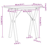 Dining Table Y-Frame 80x50x75 cm Solid Wood Pine and Steel 3282716