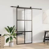 Sliding Door with Hardware Set Black 102,5x205 cm Tempered Glass 3375965