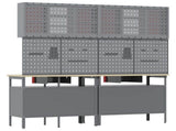 Work Bench Set with Lock 8 pcs Red and Grey Powder-Coated Steel 3321497