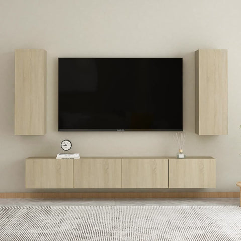 4 Piece TV Cabinet Set Sonoma Oak Engineered Wood 3078959