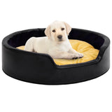 Dog Bed Black and Yellow 99x89x21 cm Plush and Faux Leather 171288