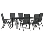 ZNTS 7 Piece Garden Dining Set Black Aluminium 3200603