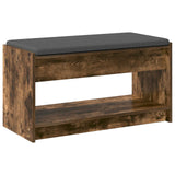 Hall Bench with Cushion with Shelf Smoked Oak 83 x 38 x 45 cm 891580