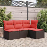 Garden Stool with Cushion Brown 55 x 55 x 37 cm Poly Rattan 366229