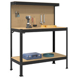 Workbench Black 114 x 54 x 145 cm Engineered Wood and Metal 42020127