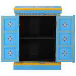 ZNTS Sideboard Solid Mango Wood Turquoise Hand Painted 244838